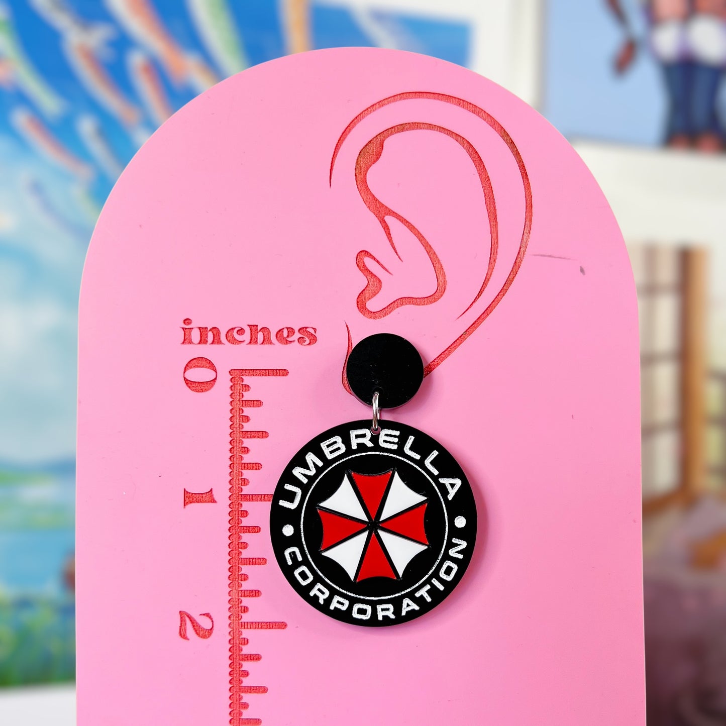 Umbrella Corp Acrylic Earrings, Keychains & Pins