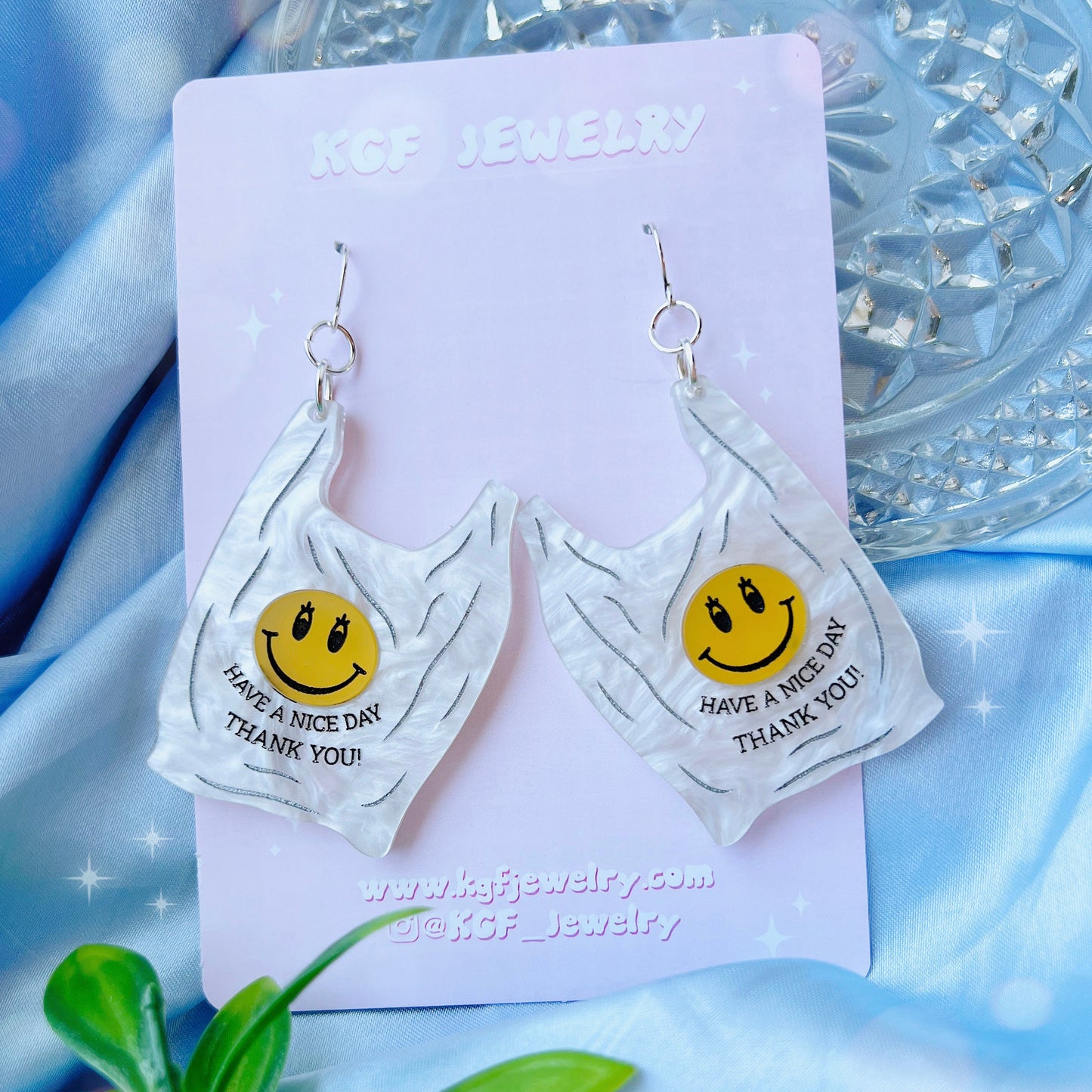 Thank You Bag Acrylic Earrings, Keychains, Pins