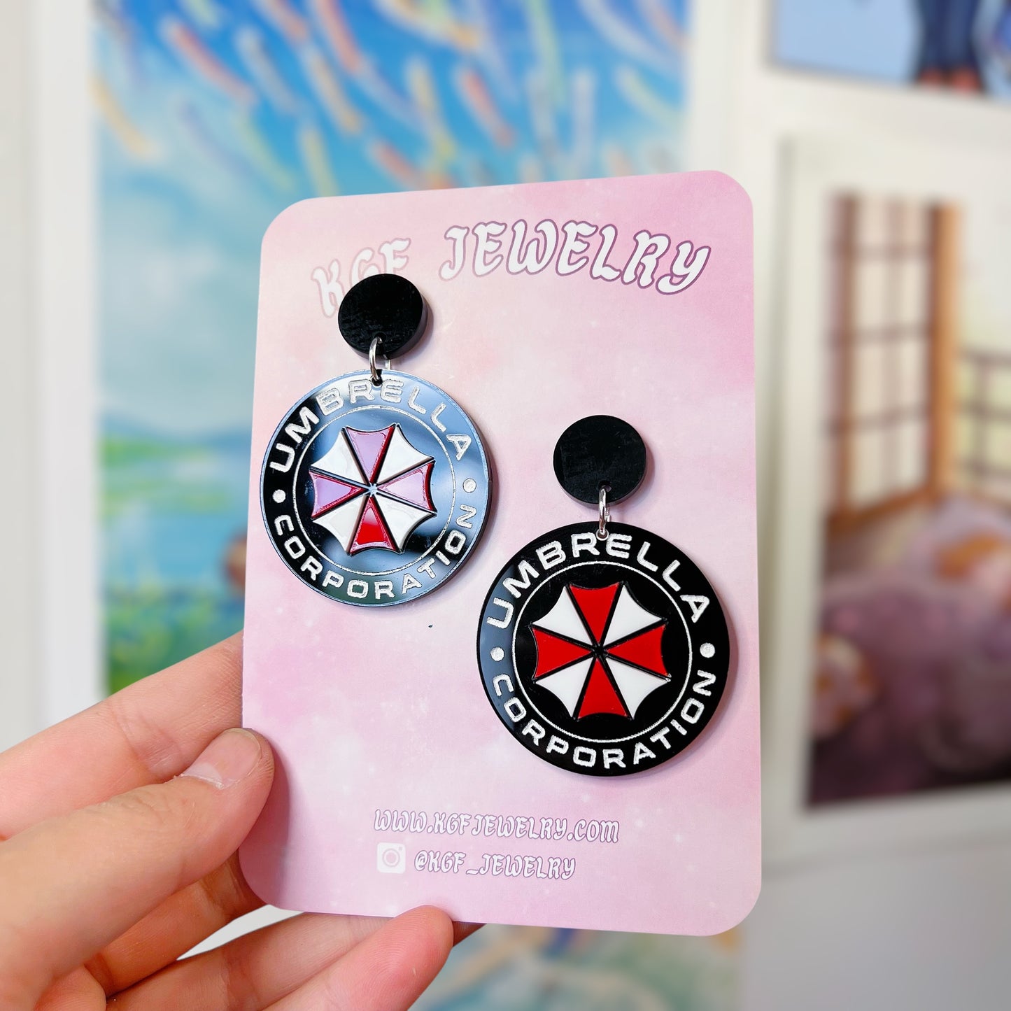 Umbrella Corp Acrylic Earrings, Keychains & Pins