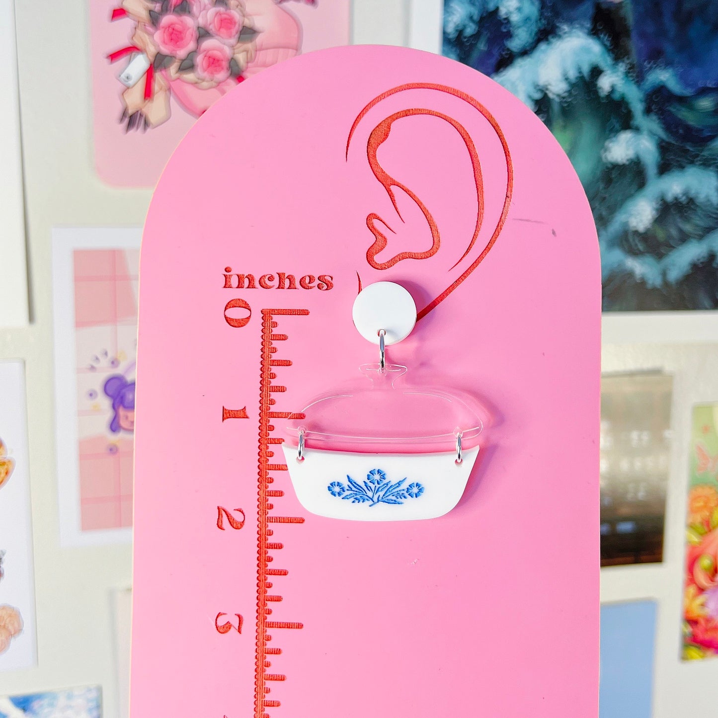 Corningware Dish Acrylic Earrings, Keychains