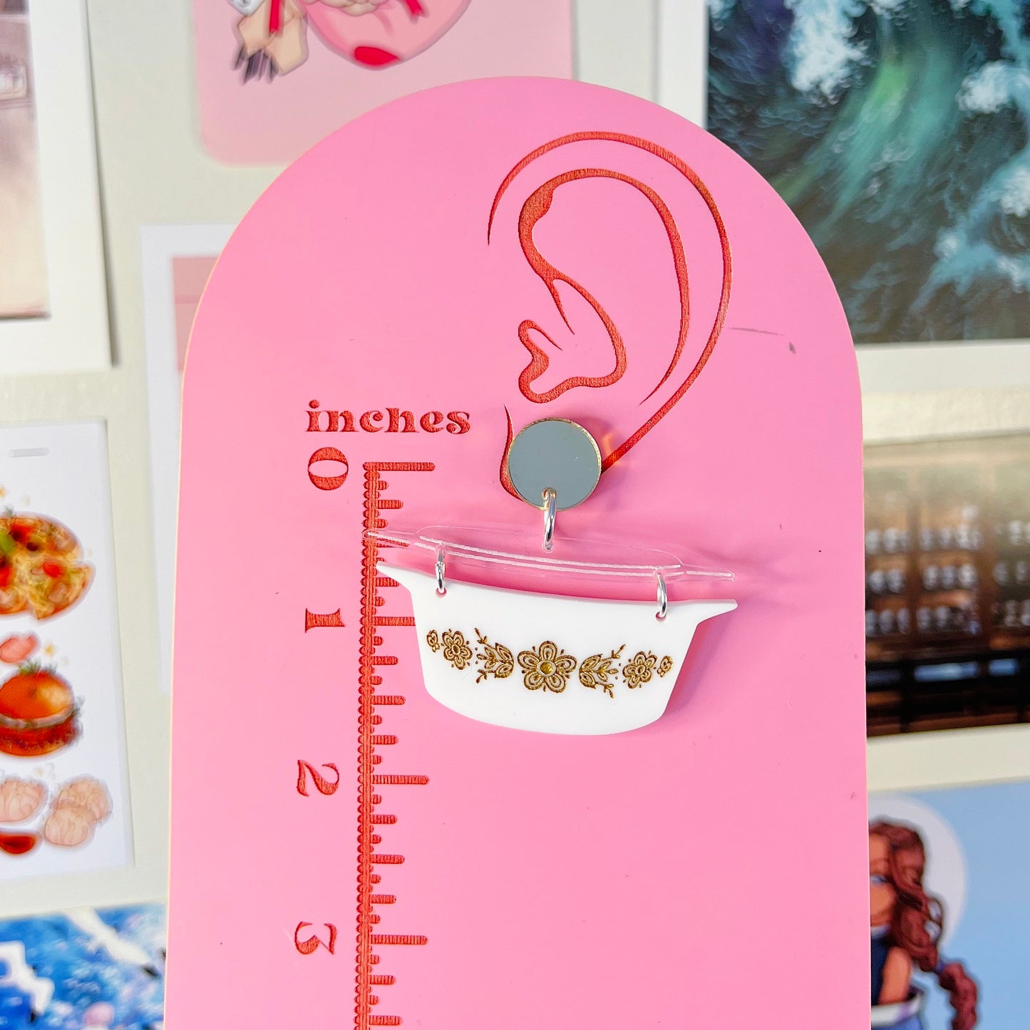 Butterfly Gold Pyrex Dish Acrylic Earrings & Keychain
