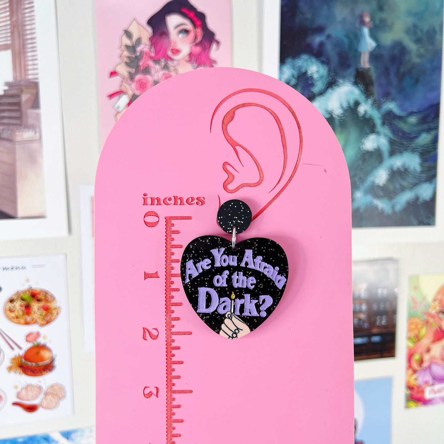 Afraid of the Dark Acrylic Earrings, Keychains, Pins
