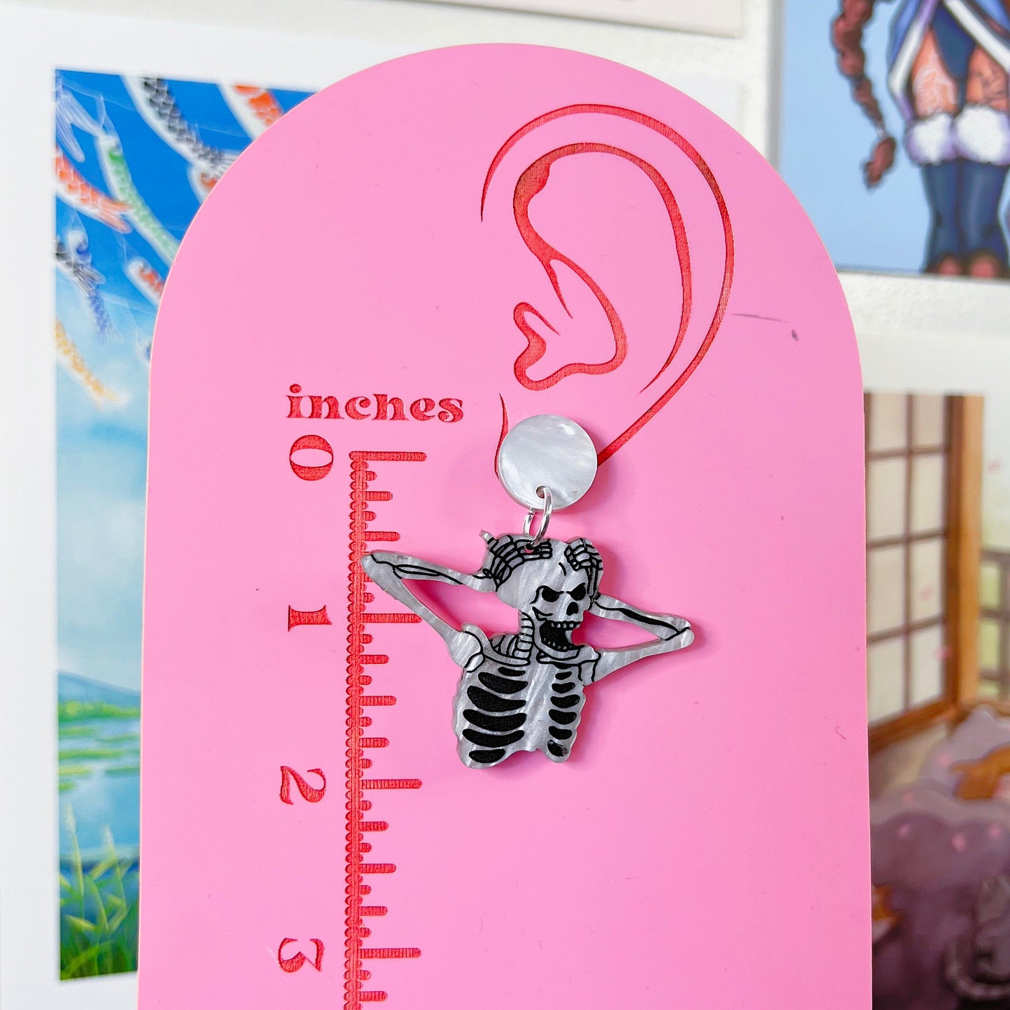 Skeleton Madness Acrylic Earrings, Keychains, Pins