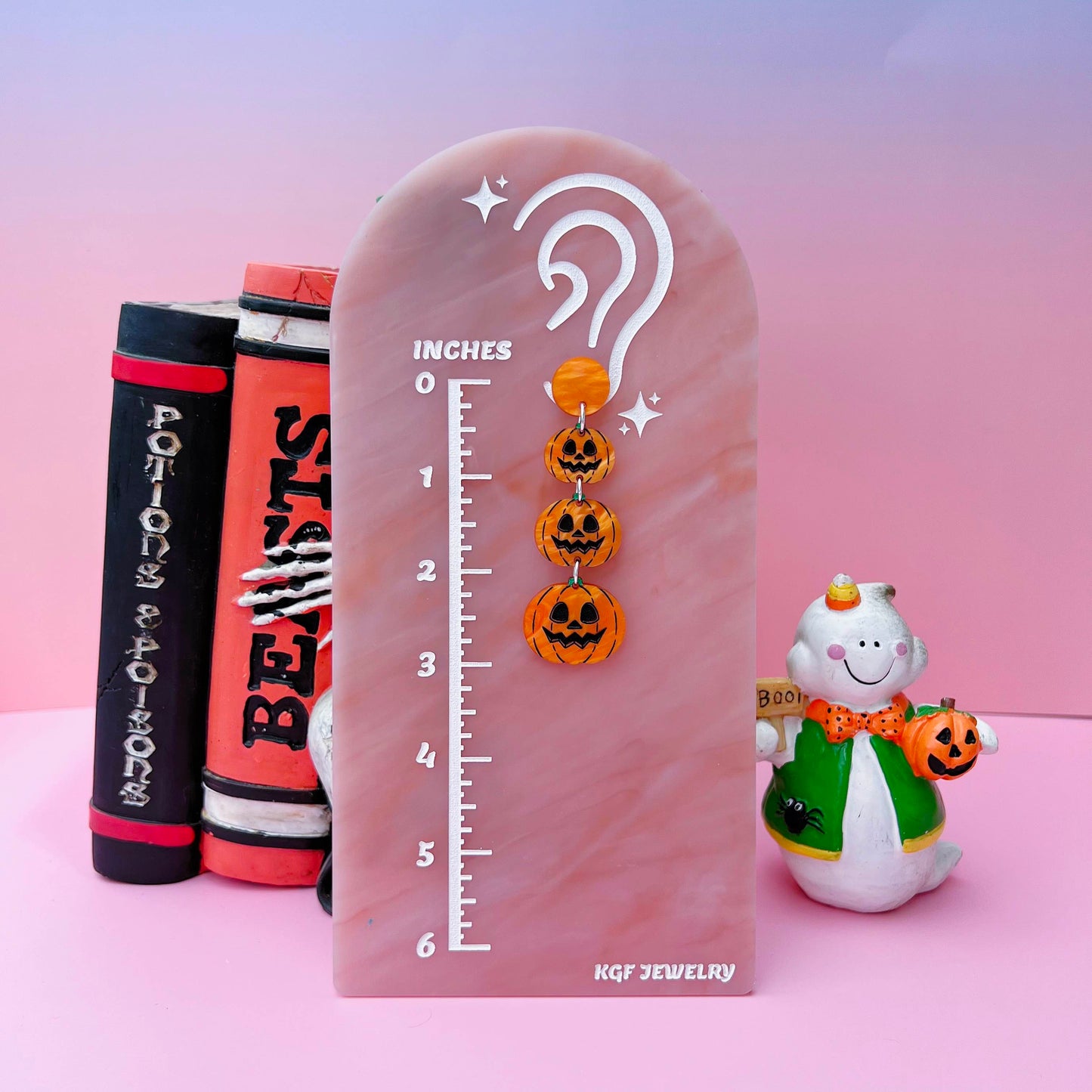 Tiered Pumpkins Handmade Acrylic Dangle Earrings, Keychains & Pins