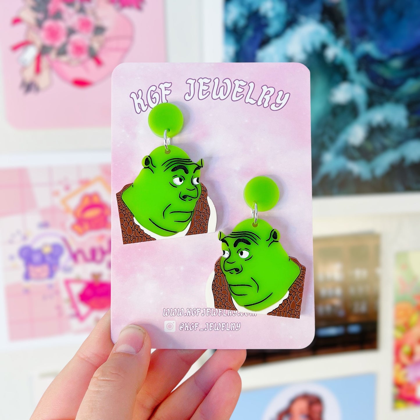 Shrek Meme Acrylic Earrings, Keychains, Pins