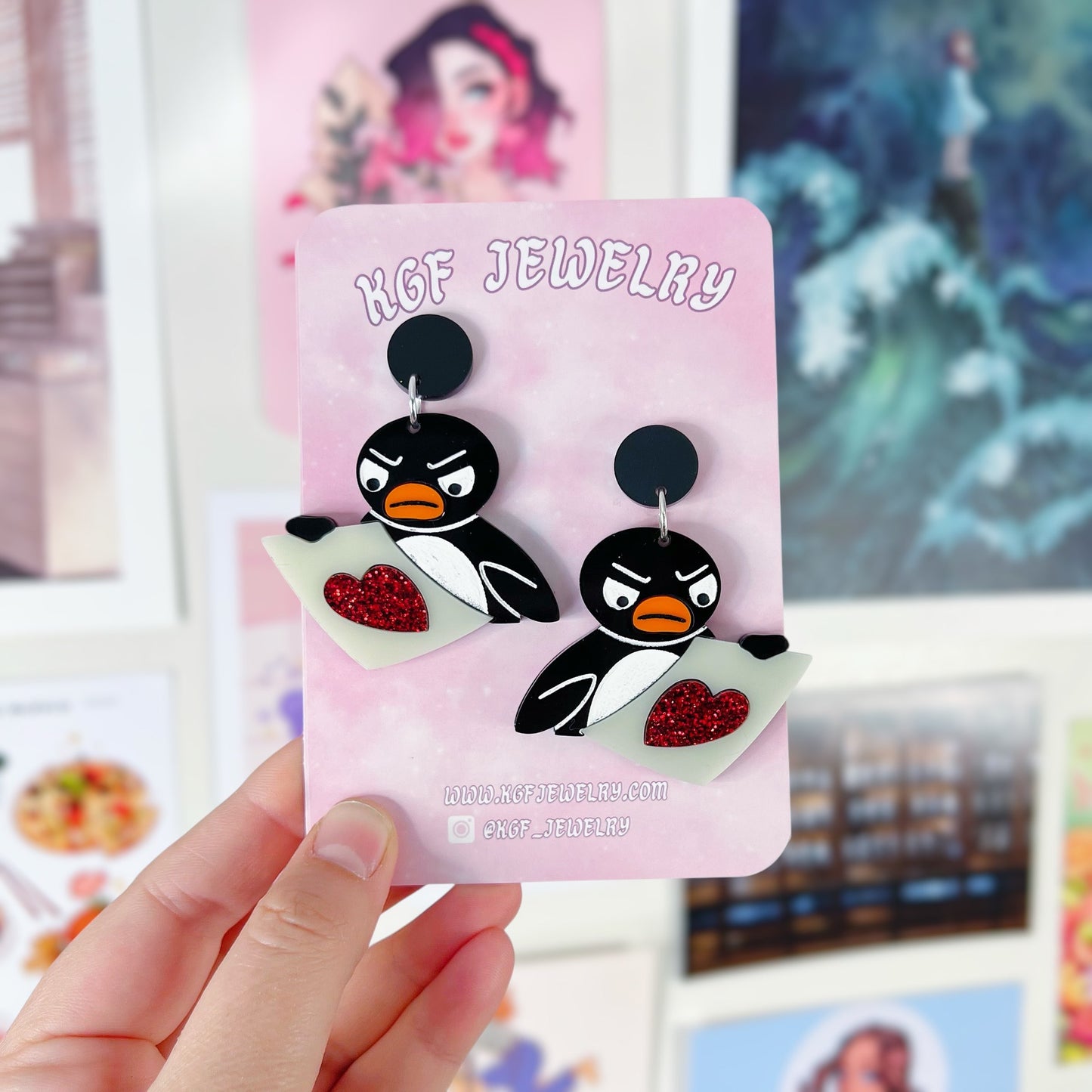 Pingu Art Is Hard Acrylic Earrings, Keychains, Pins
