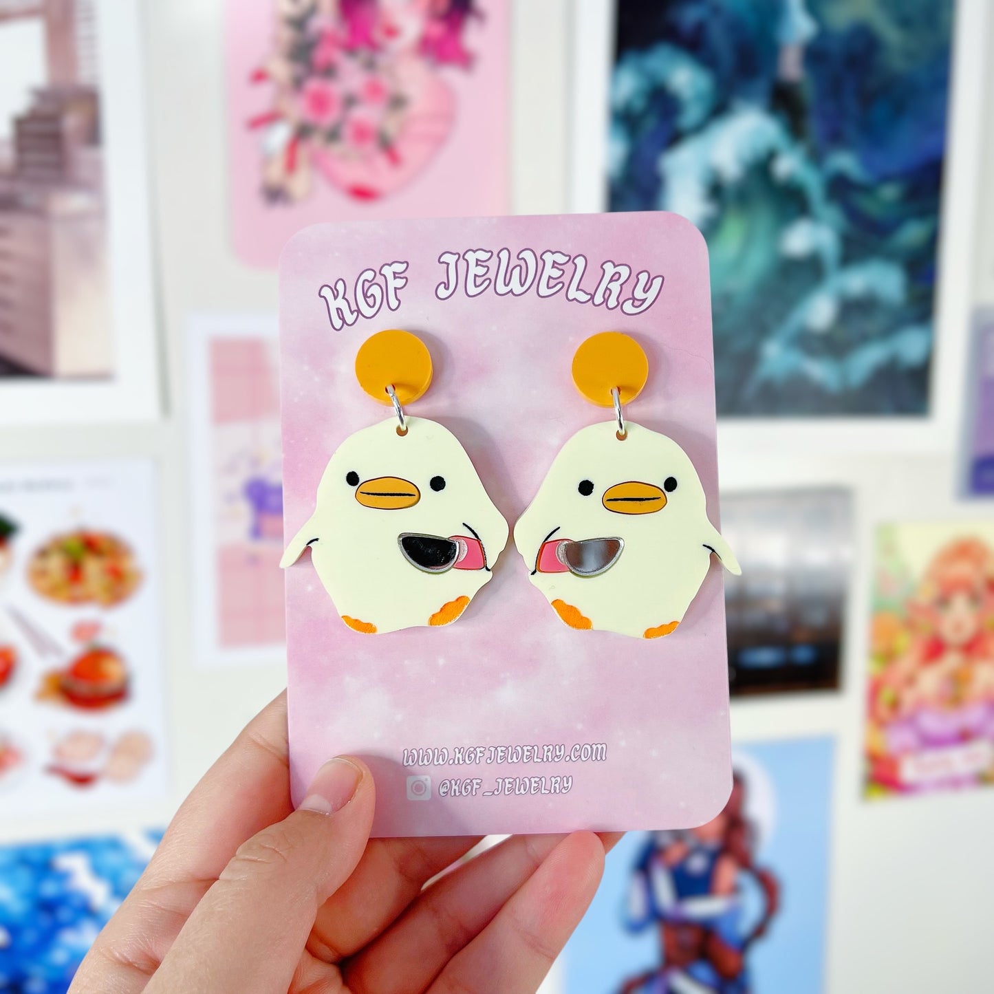 Knife Duck Acrylic Earrings, Keychains & Pins