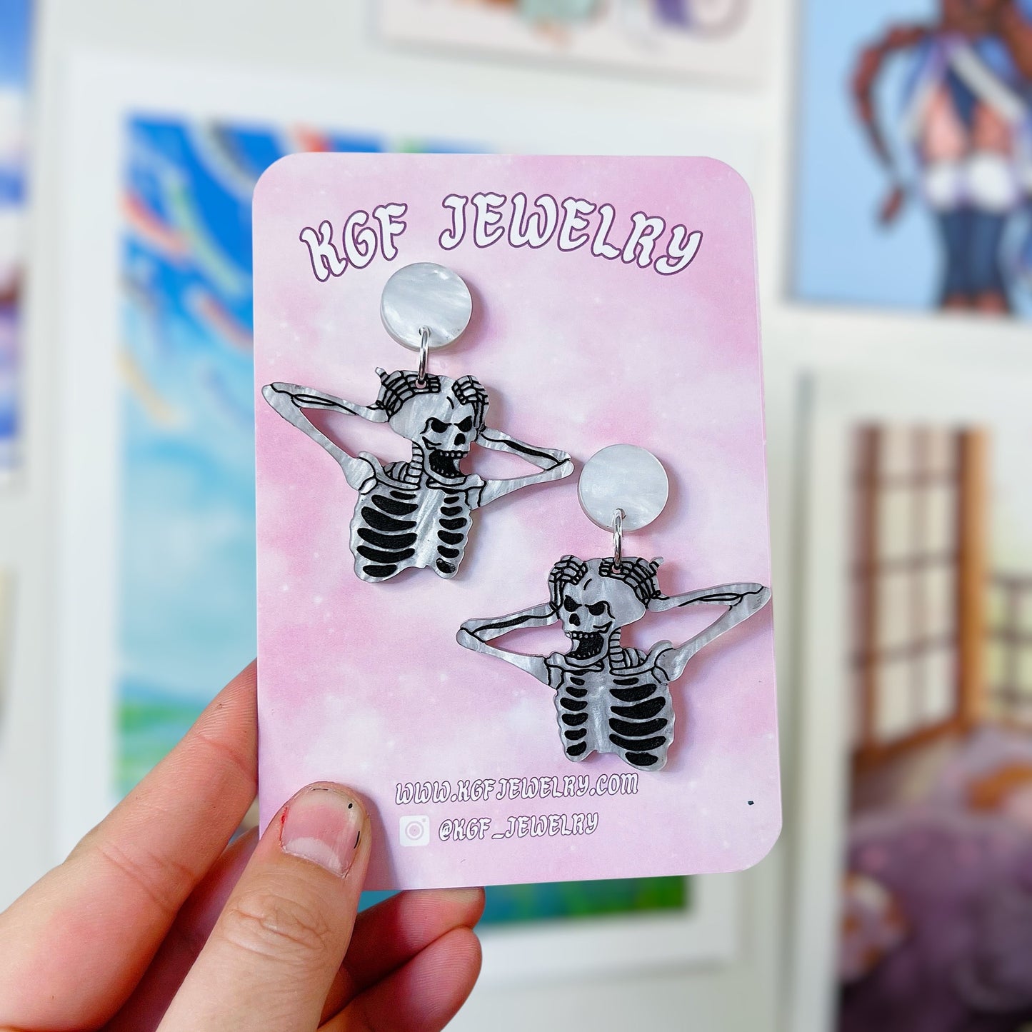 Skeleton Madness Acrylic Earrings, Keychains, Pins