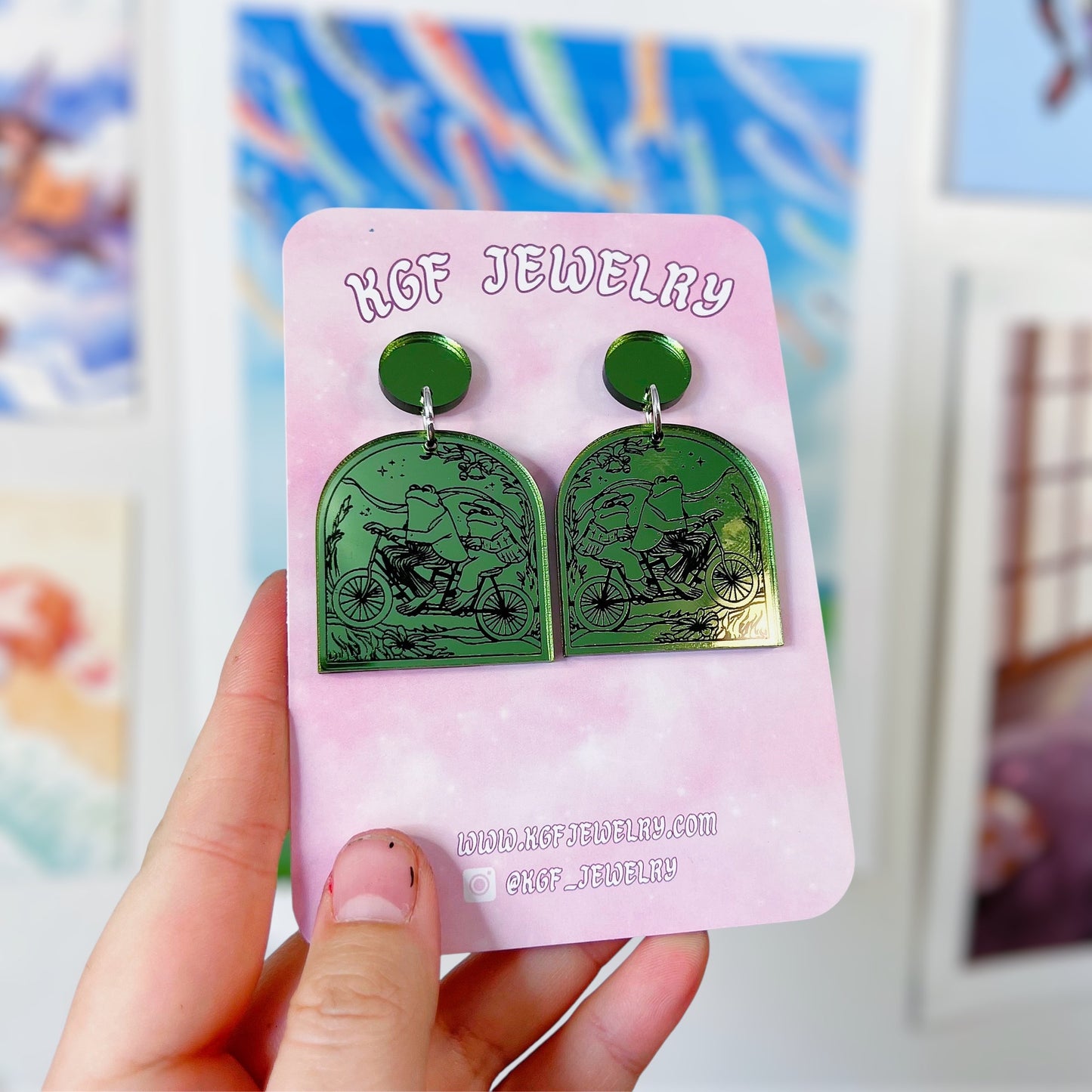 Frog & Toad Acrylic Earrings, Keychain, Pin