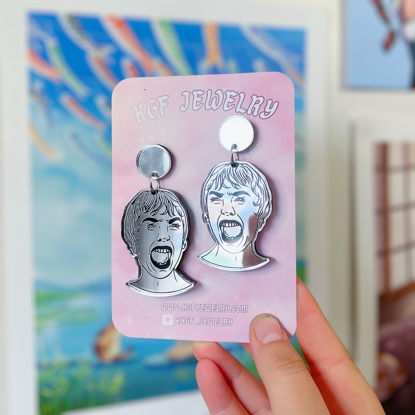 Psycho Scream Marion Crane Acrylic Earrings, Keychains, Pins