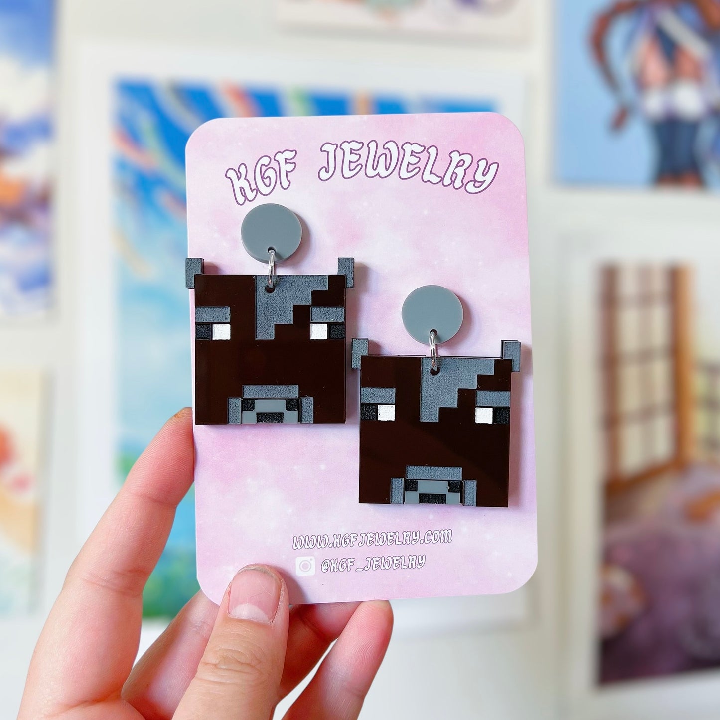 Cow Minecraft Acrylic Earrings