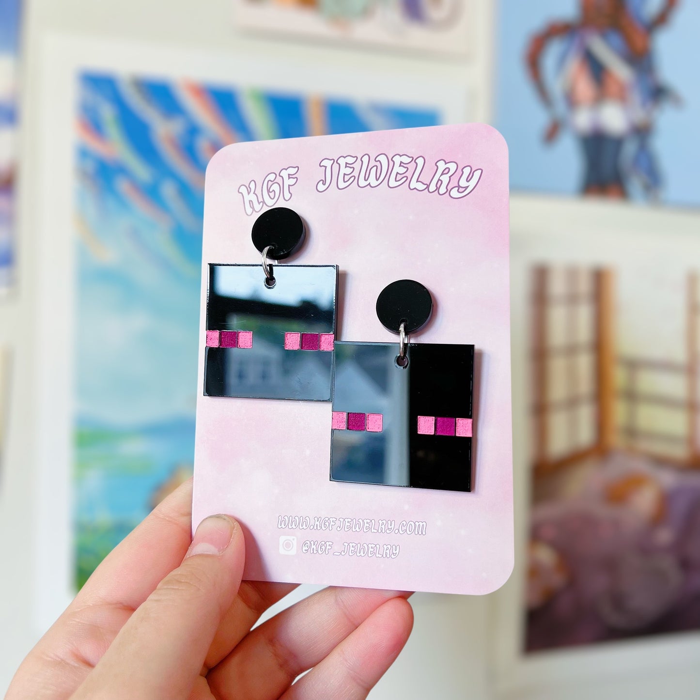 Enderman Minecraft Acrylic Earrings, Keychains, Pins