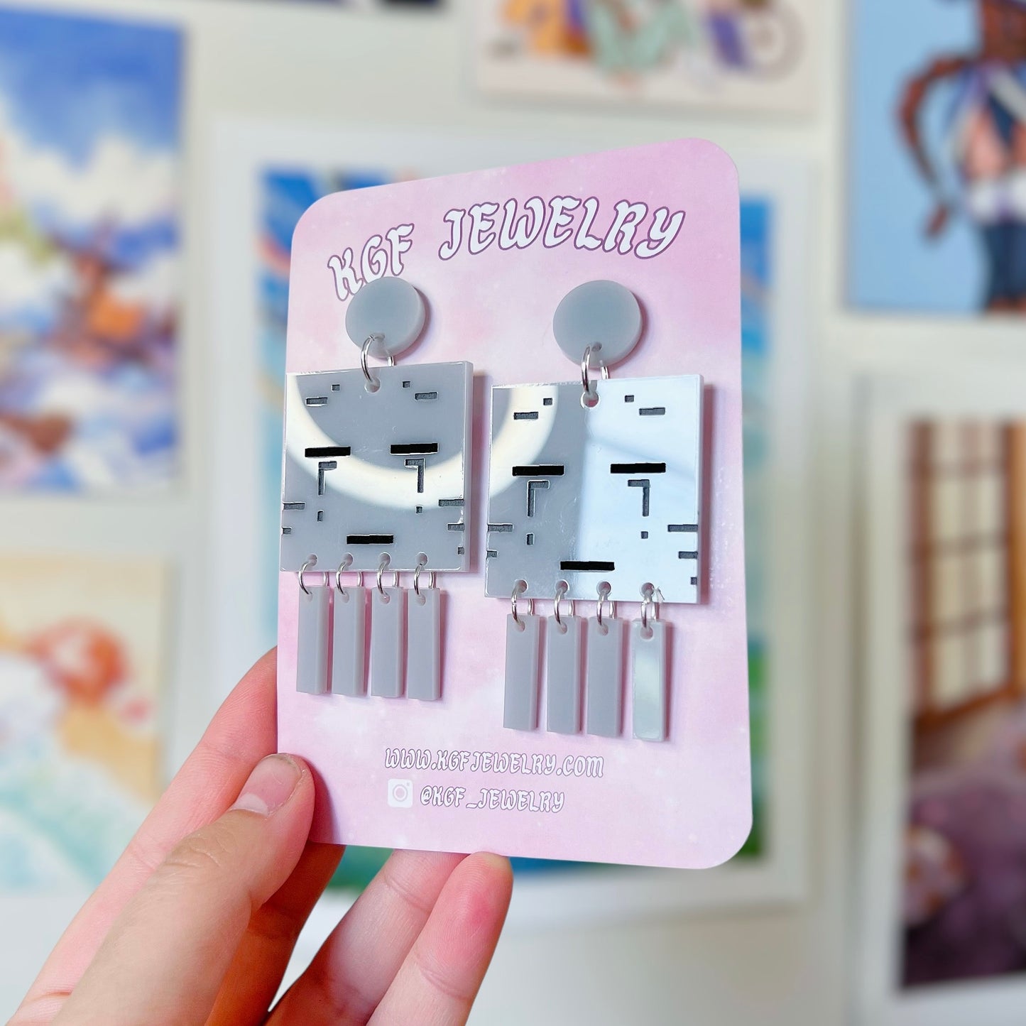 Ghast Minecraft Acrylic Earrings, Keychains, Pins