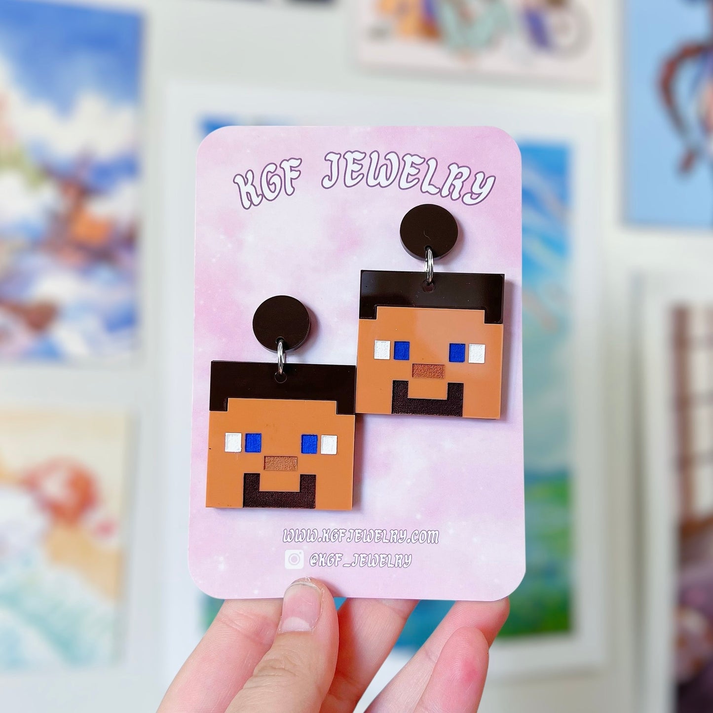 Steve Minecraft Acrylic Earrings, Keychains, Pins