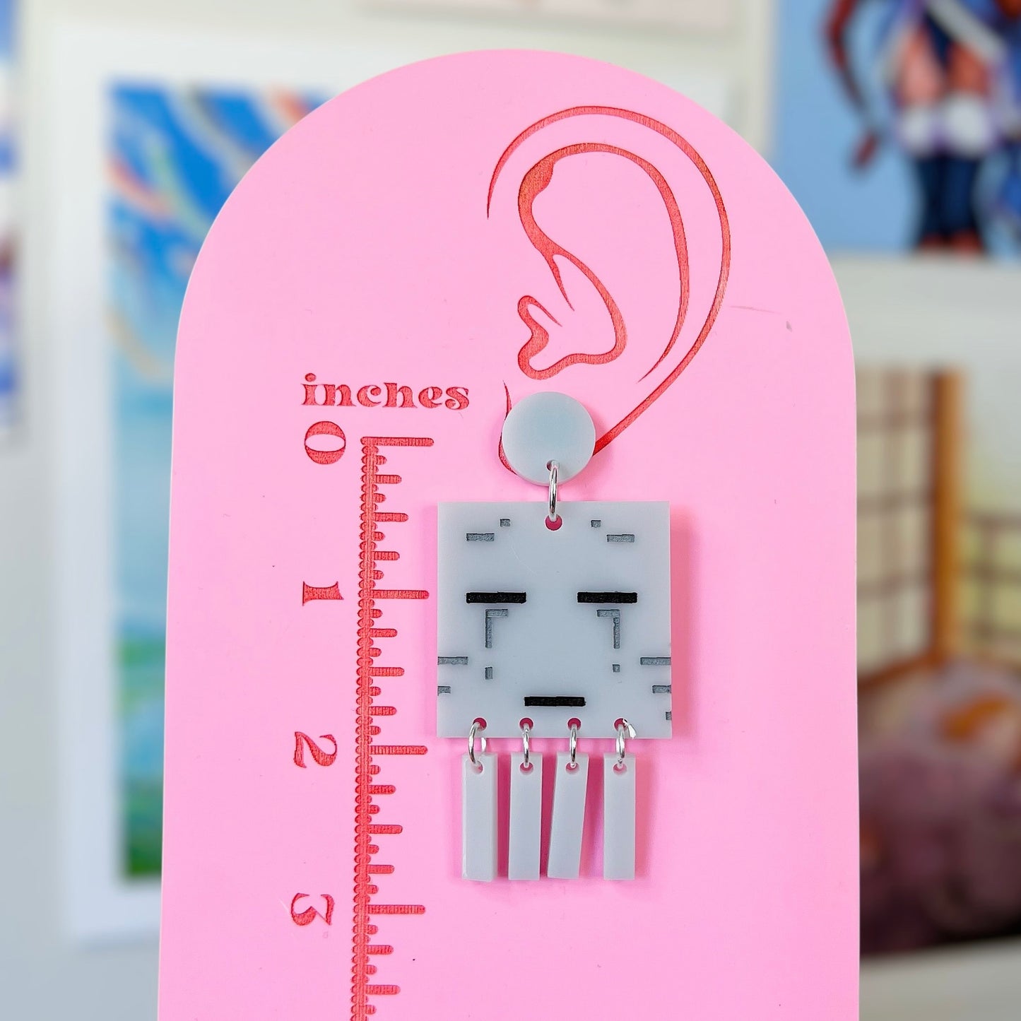 Ghast Minecraft Acrylic Earrings, Keychains, Pins
