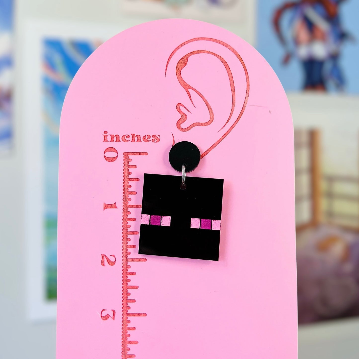 Enderman Minecraft Acrylic Earrings, Keychains, Pins