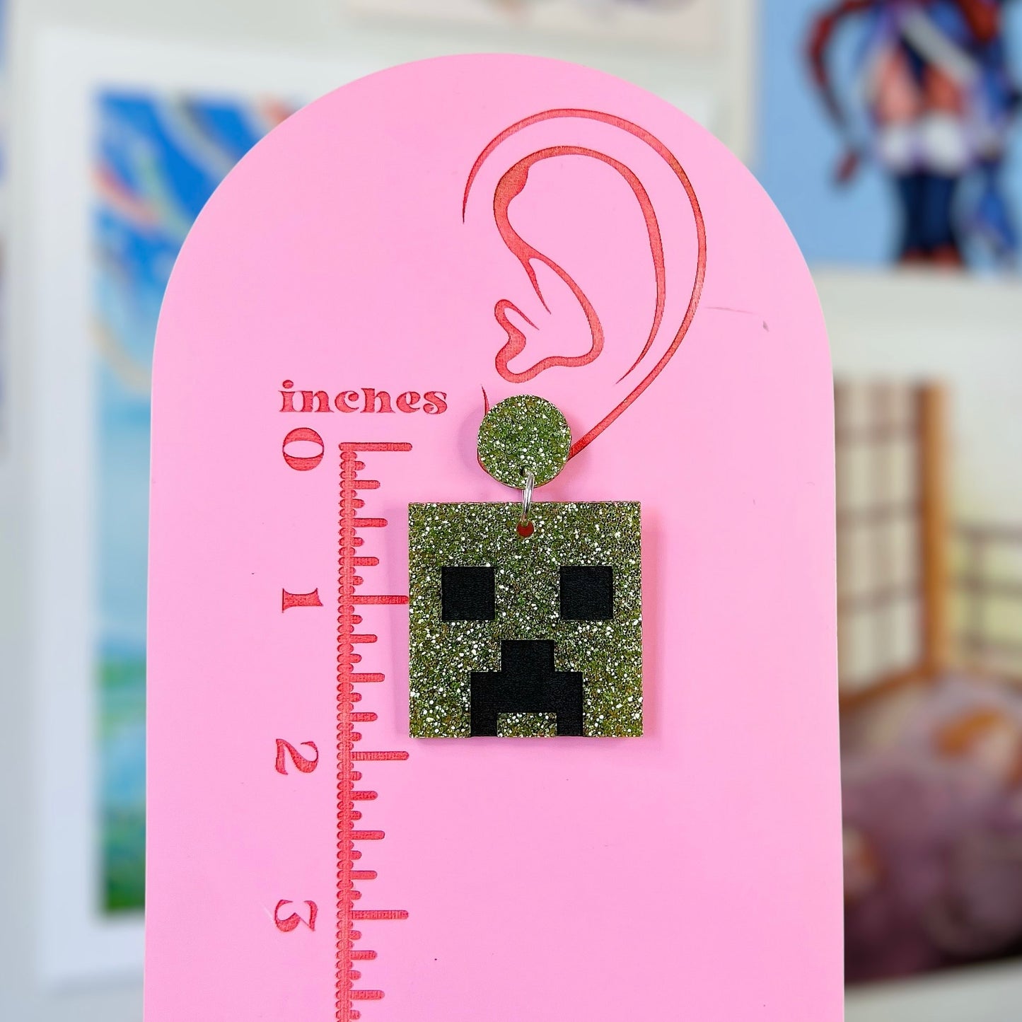 Creeper Minecraft Acrylic Earrings, Keychains, Pins
