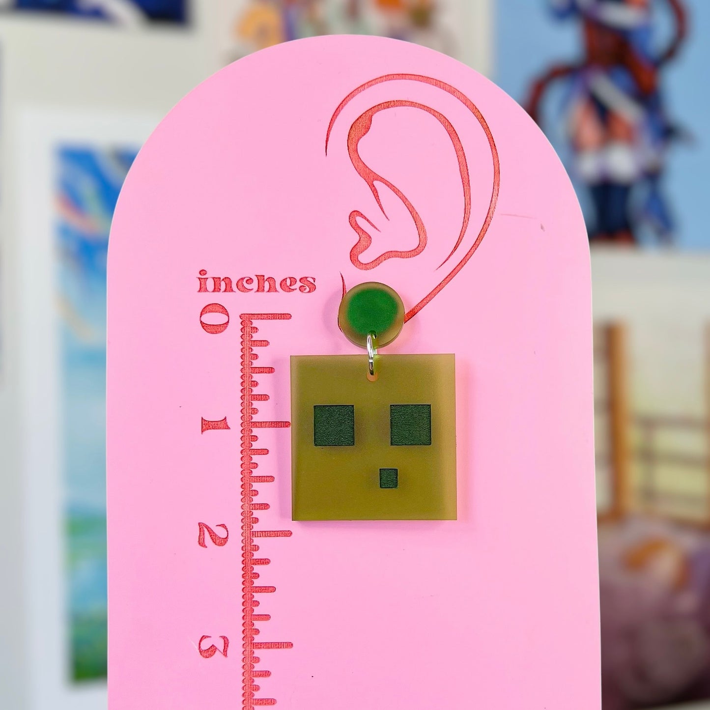 Slime Minecraft Acrylic Earrings, Keychains, Pins