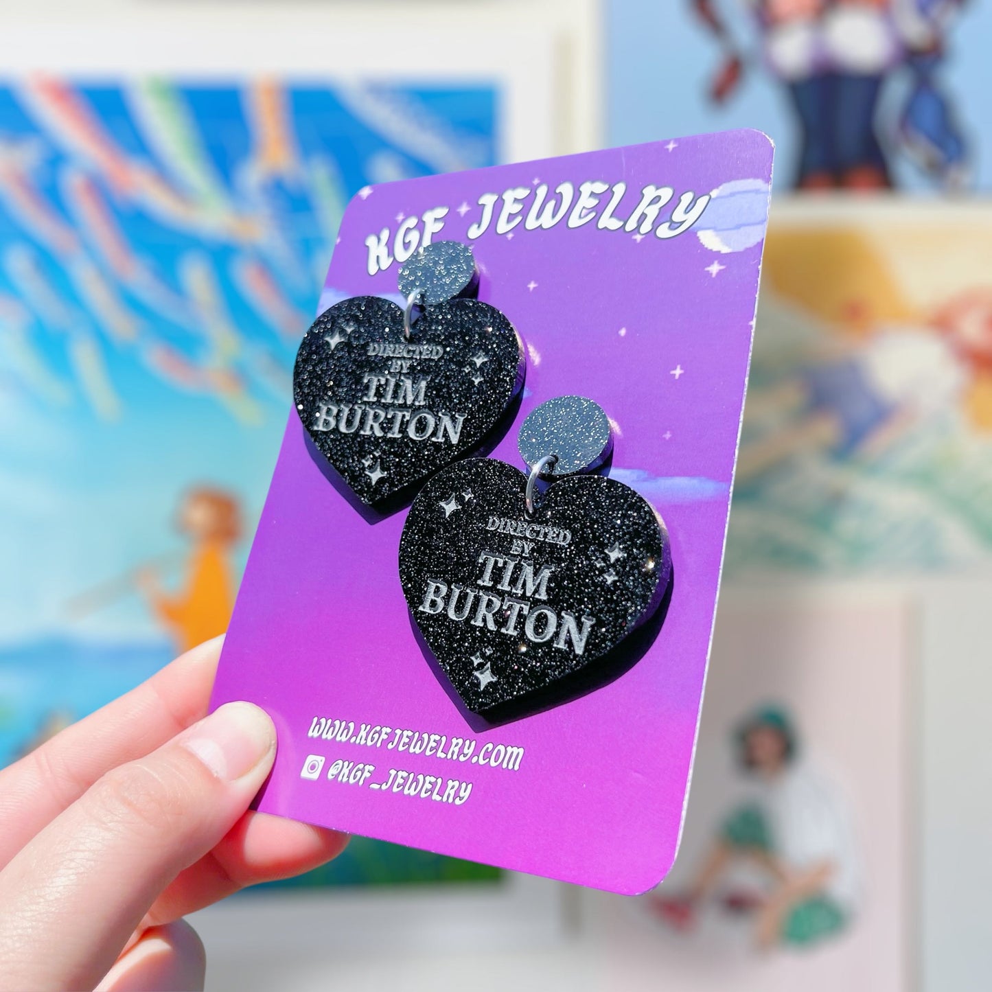 Tim Burton Director Hearts Acrylic Earrings & Keychains
