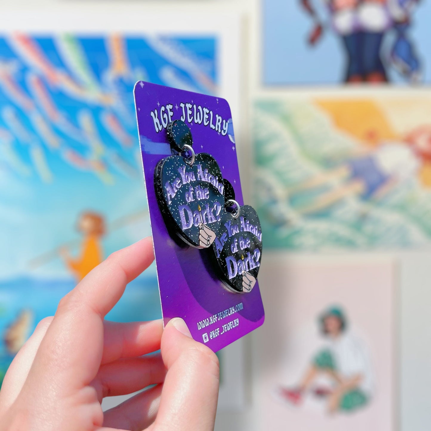 Afraid of the Dark Acrylic Earrings & Keychains