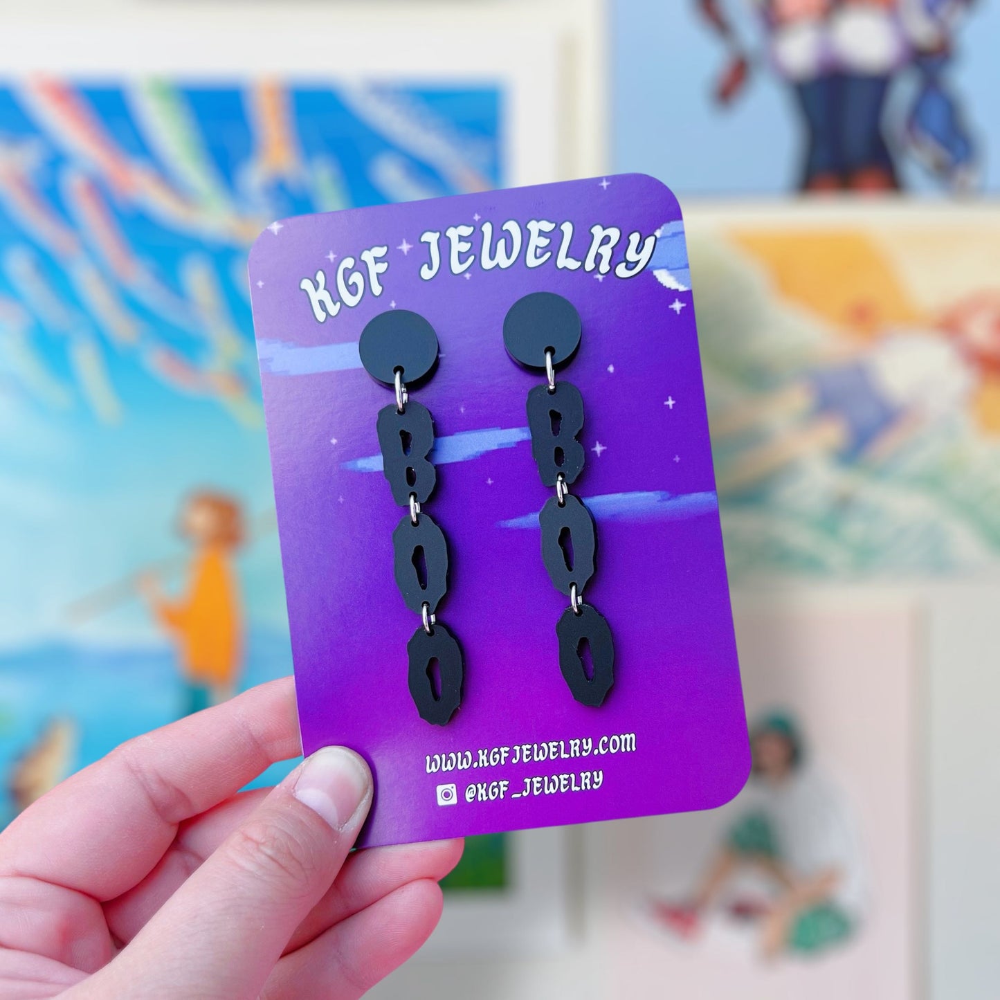 Black Boo Dangles Acrylic Earrings & Keychains