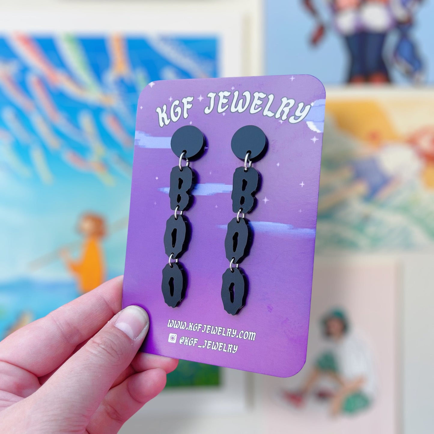Black Boo Dangles Acrylic Earrings & Keychains