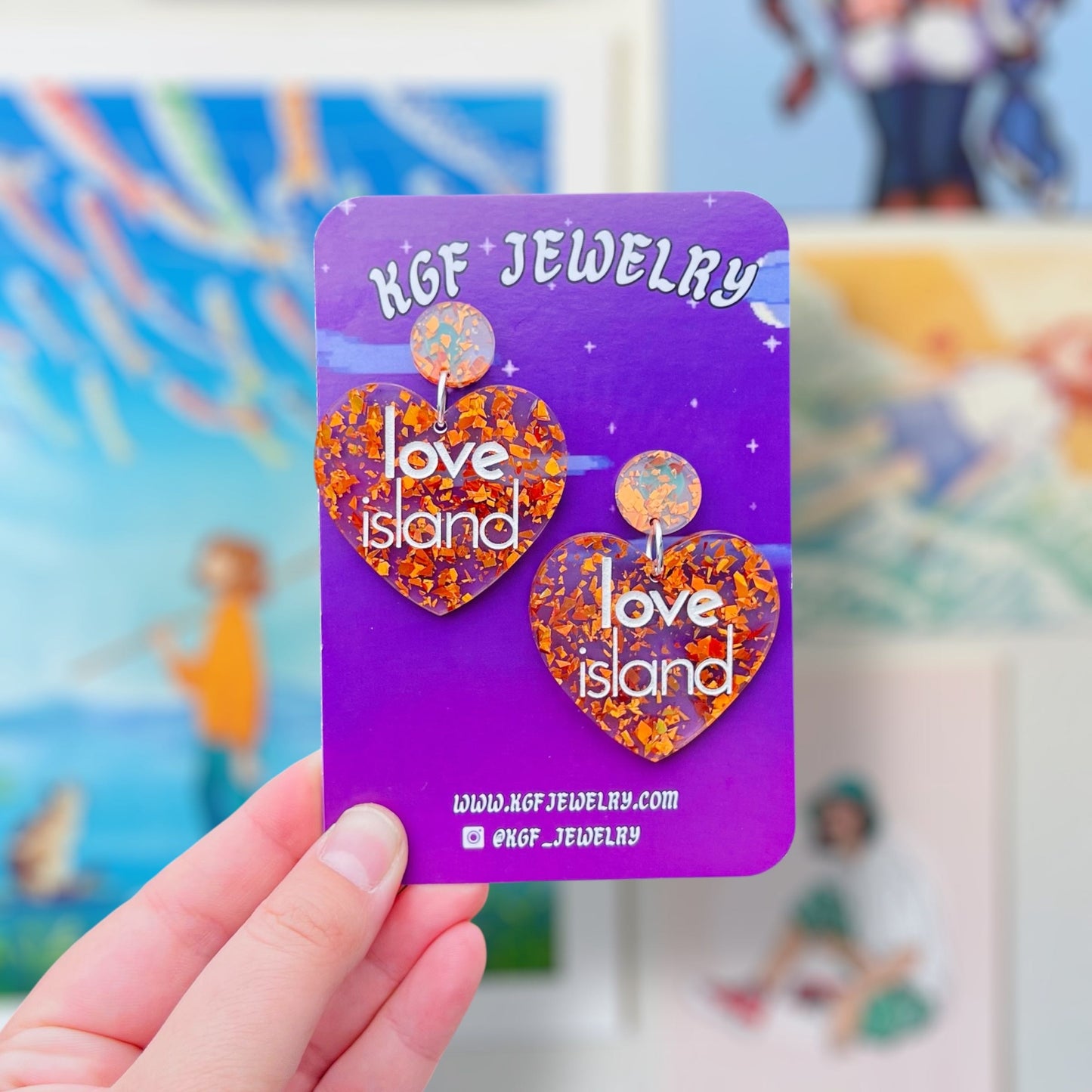 Love Island Hearts Acrylic Earrings & Keychains