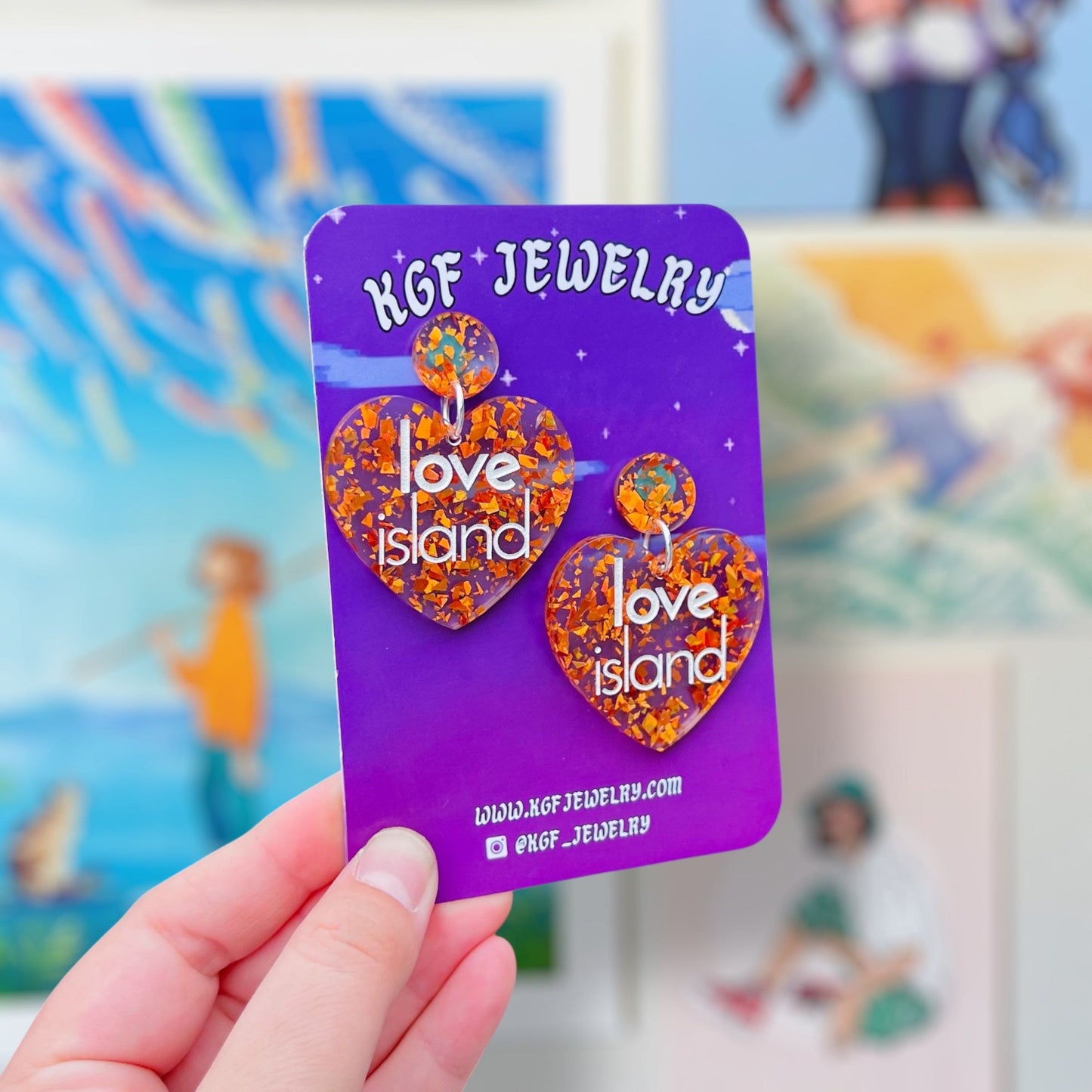 Love Island Hearts Acrylic Earrings & Keychains