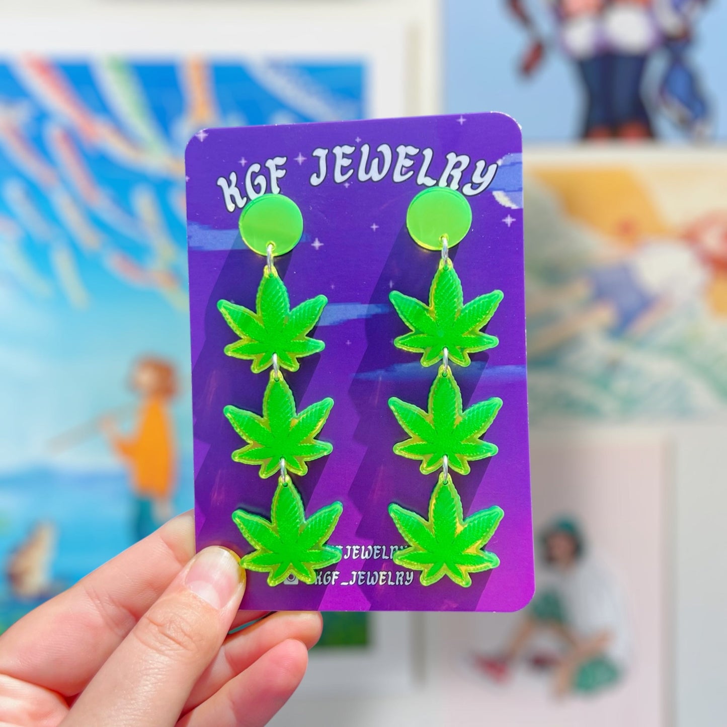 Weed Leaf Dangles Acrylic Earrings