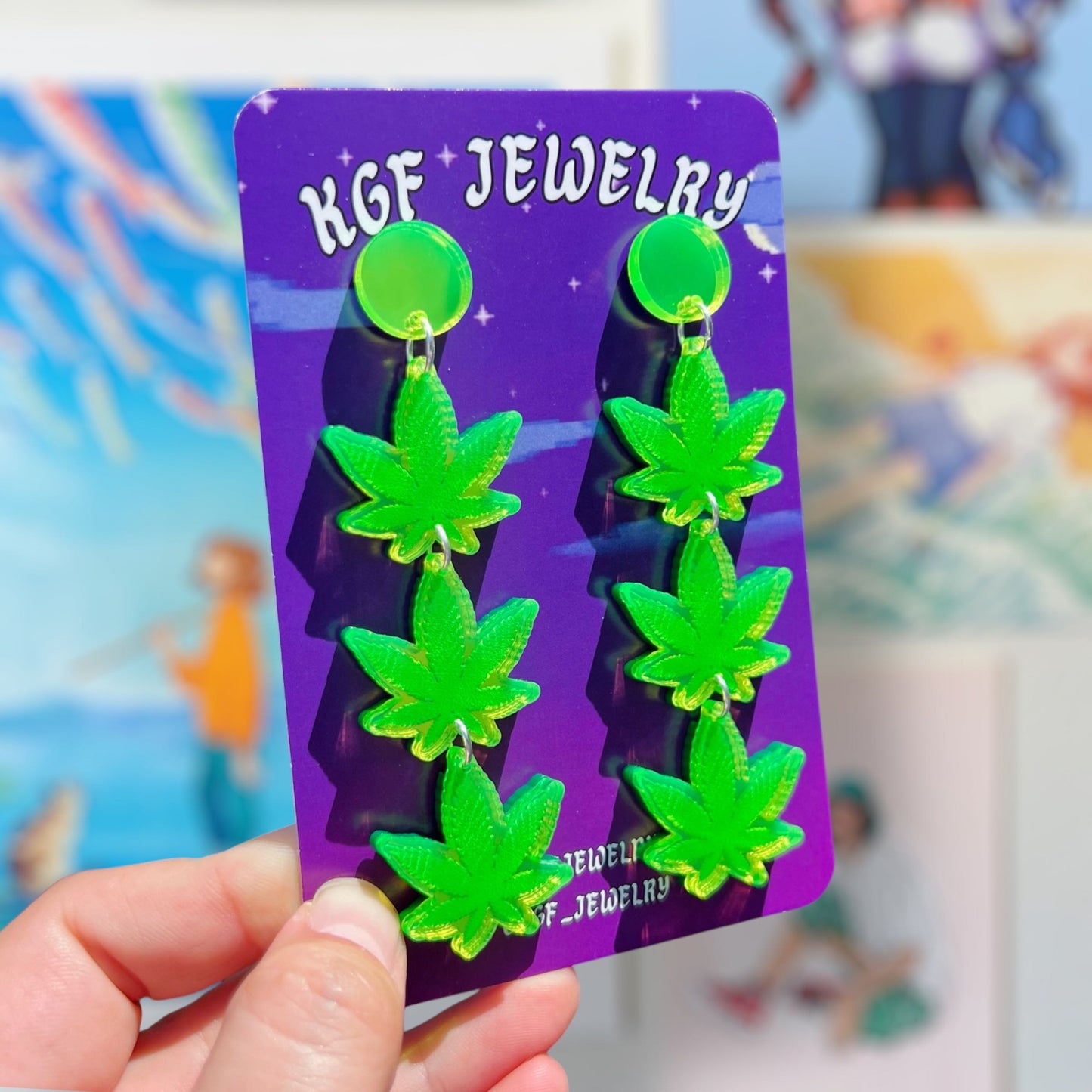 Weed Leaf Dangles Acrylic Earrings