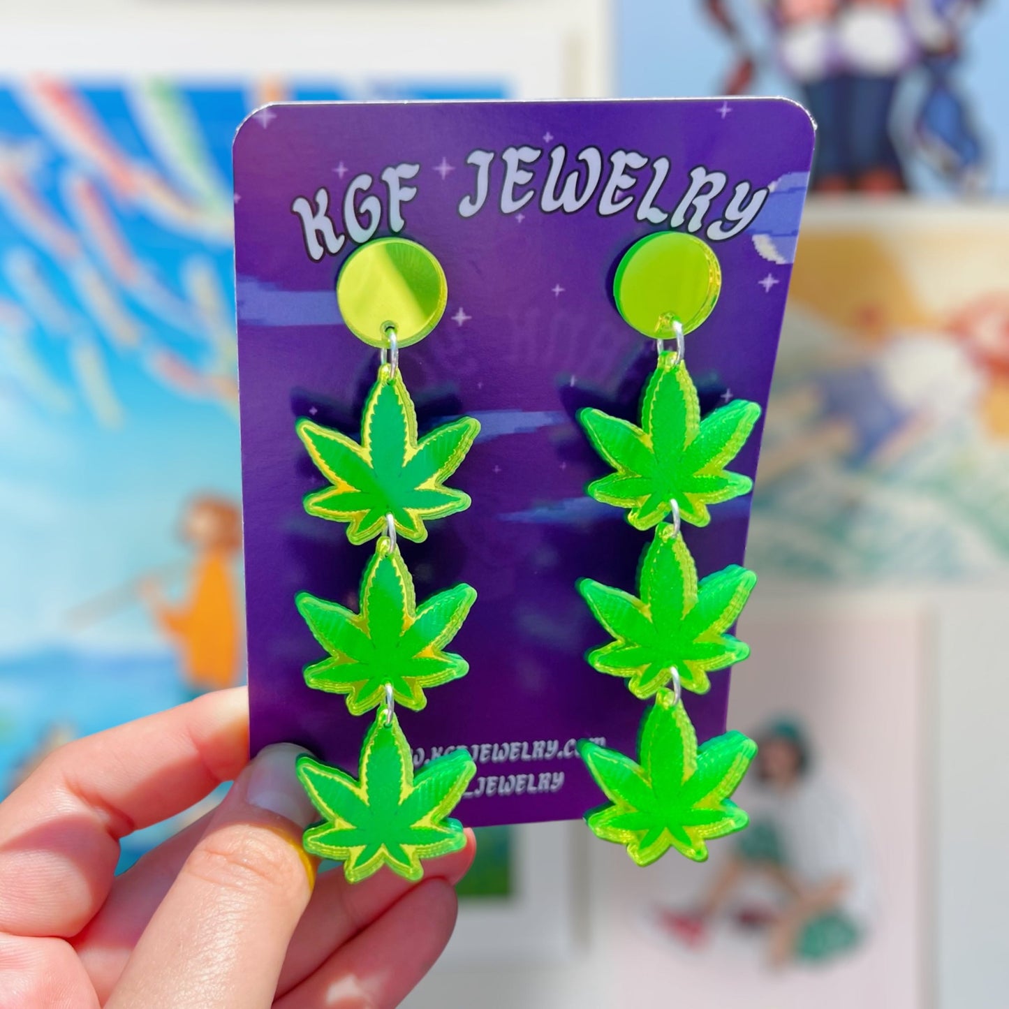 Weed Leaf Dangles Acrylic Earrings