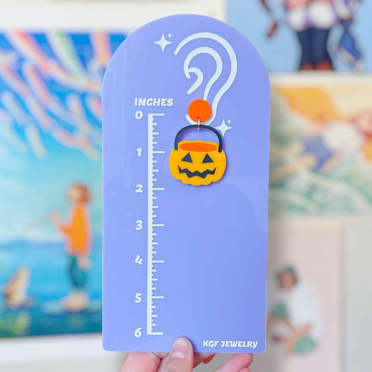 Pumpkin Halloween Candy Bucket Handmade Acrylic Earrings, Keychains, Pins