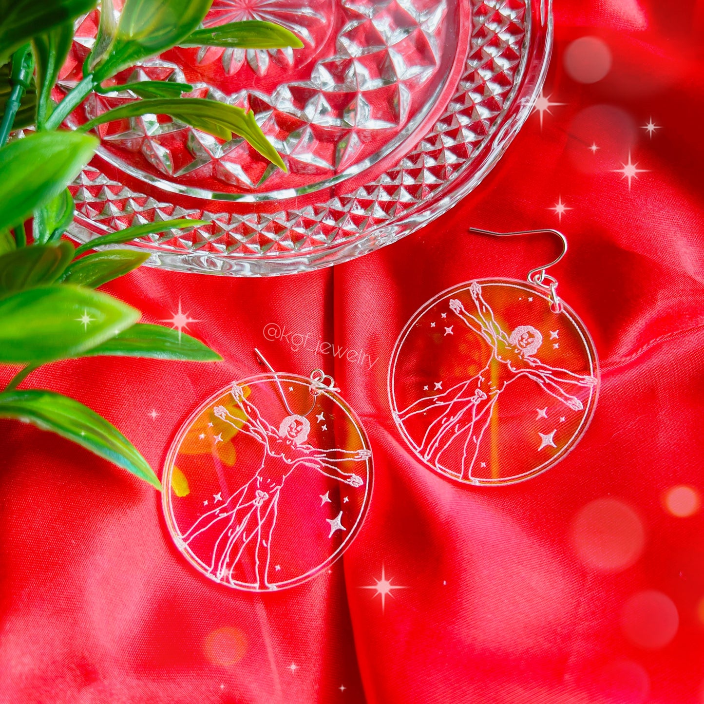 Vitruvian Man Acrylic Earrings