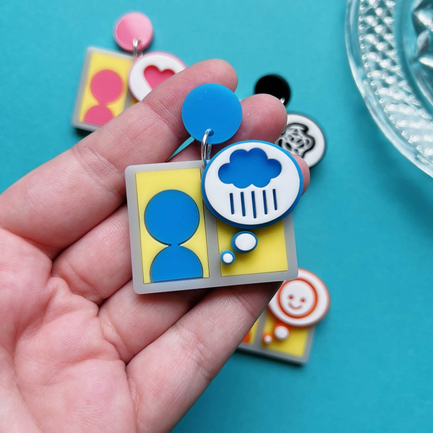 Tomodachi Windows Handmade Acrylic Statement Earrings, Keychains, Pins, Hair Clips
