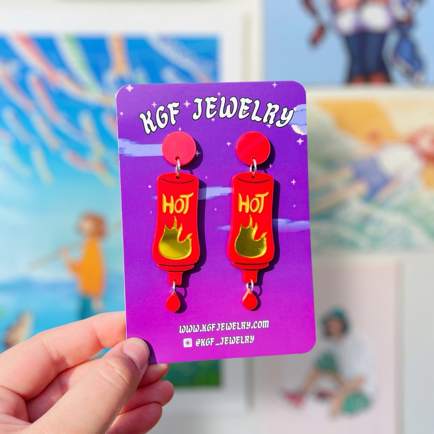 Penguin Pizza Sauces Video Game Handmade Acrylic Statement Earrings, Keychains, Pins