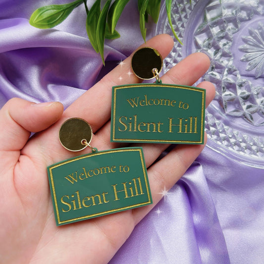 Silent Hill Sign Acrylic Earrings, Keychains & Pins