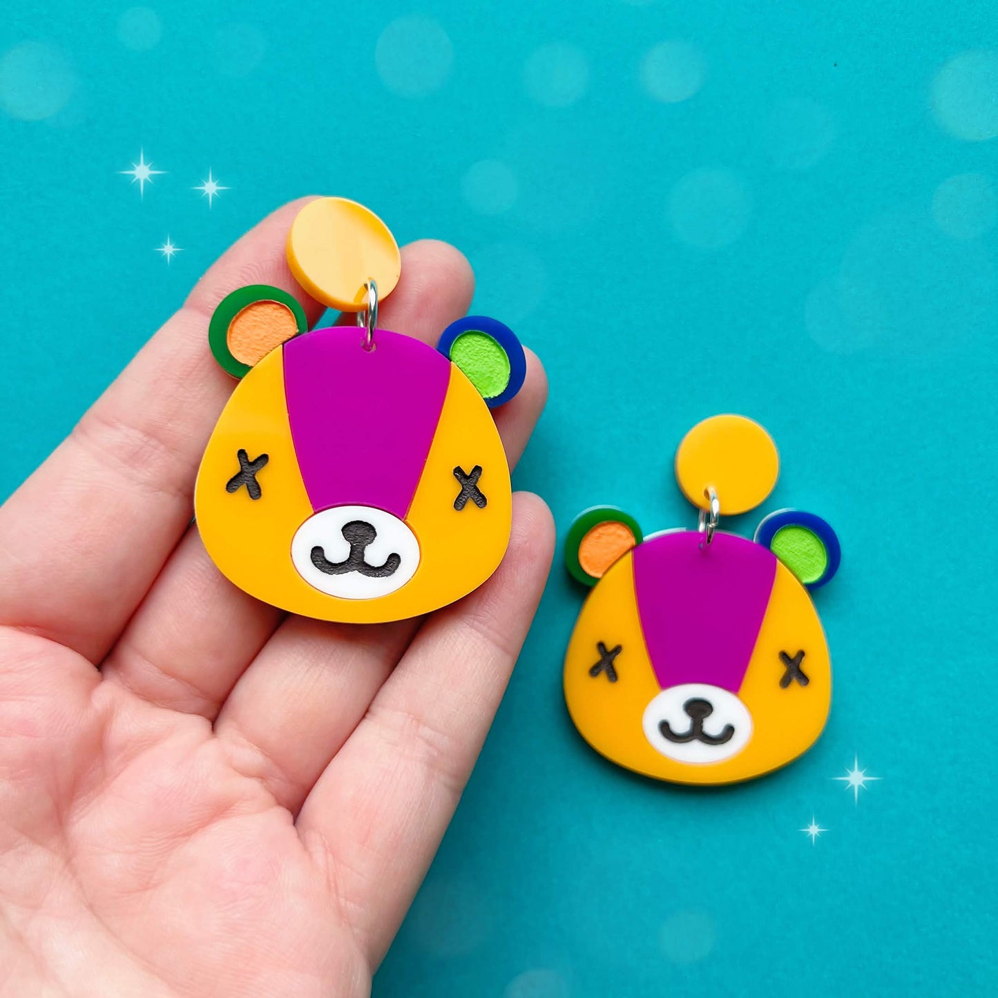 Stitches Handmade Dangle Acrylic Earrings & Keychains