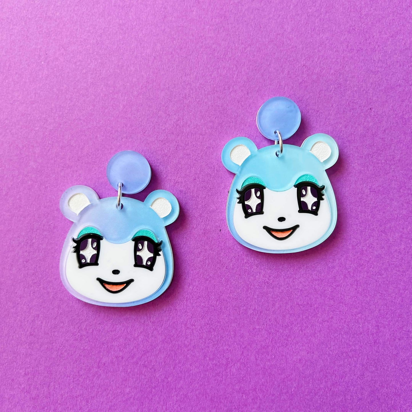 Judy Bear Cub Villager Video Game Handmade Acrylic Statement Earrings, Keychains, Pins
