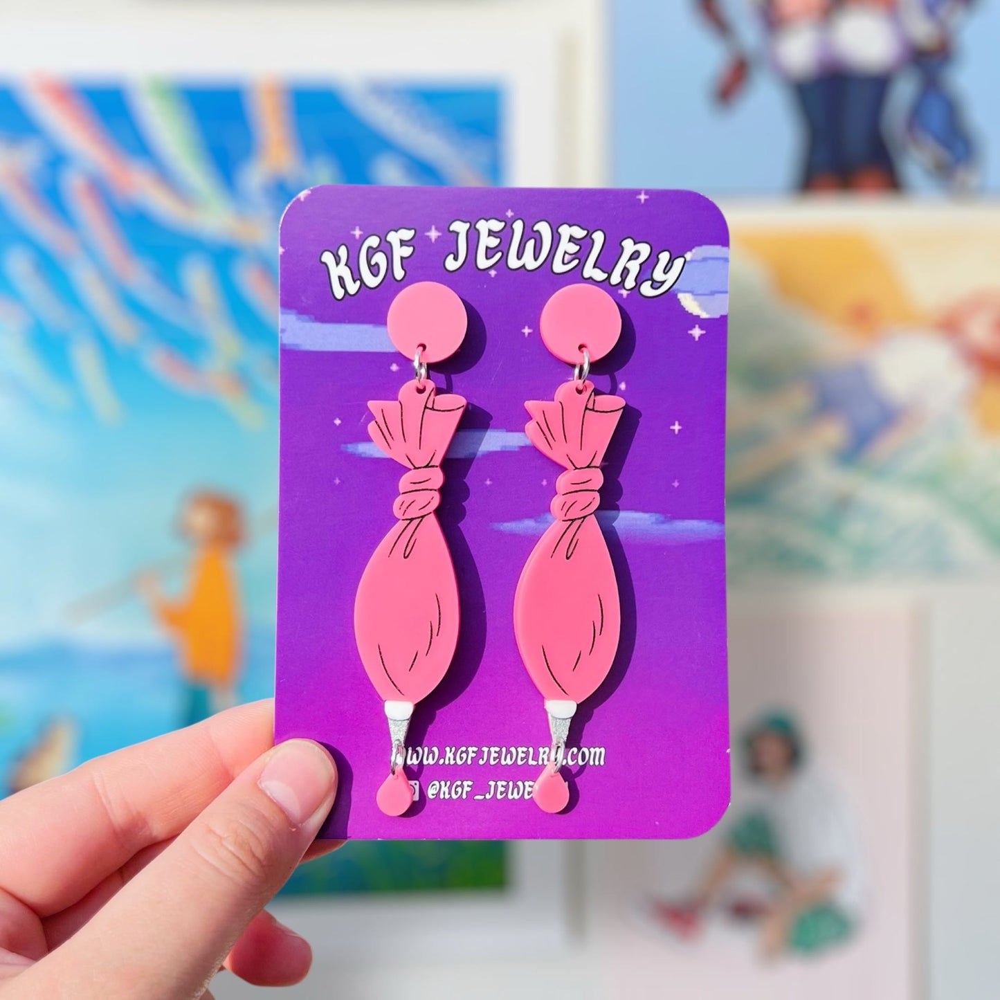 Penguin Pizza Sauces Video Game Handmade Acrylic Statement Earrings, Keychains, Pins