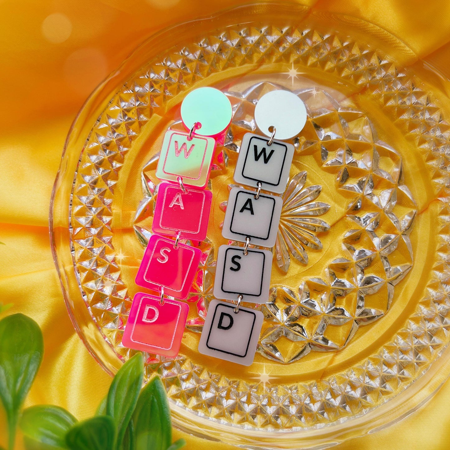 WASD Acrylic Earrings & Keychain