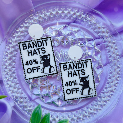 Bandit Hats Acrylic Earrings, Keychain, Pin