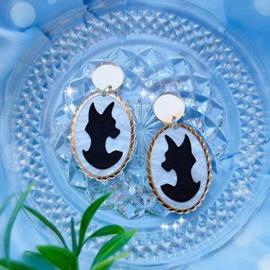 Mrs. Fox Cameo Acrylic Earrings, Keychains & Pins