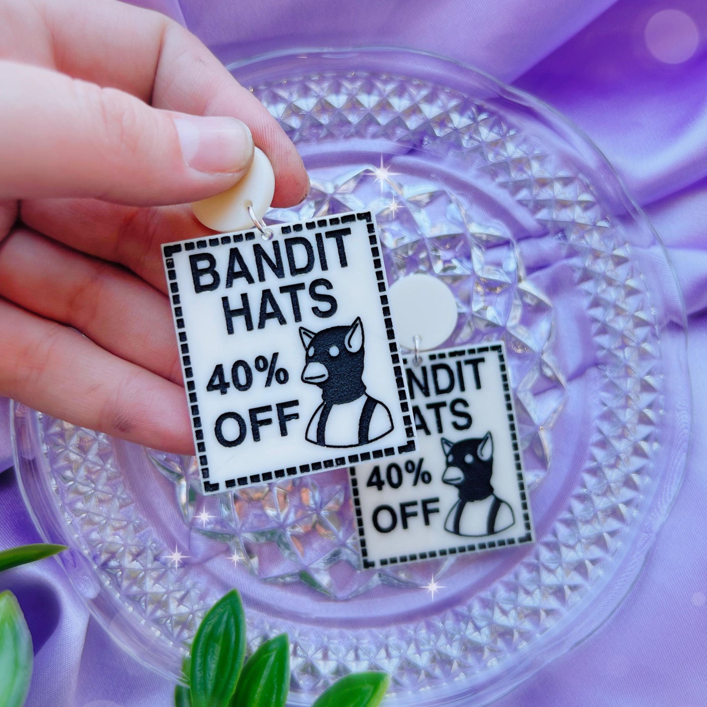 Bandit Hats Acrylic Earrings, Keychain, Pin