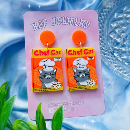 Chef Cat Acrylic Earrings, Keychains & Pins