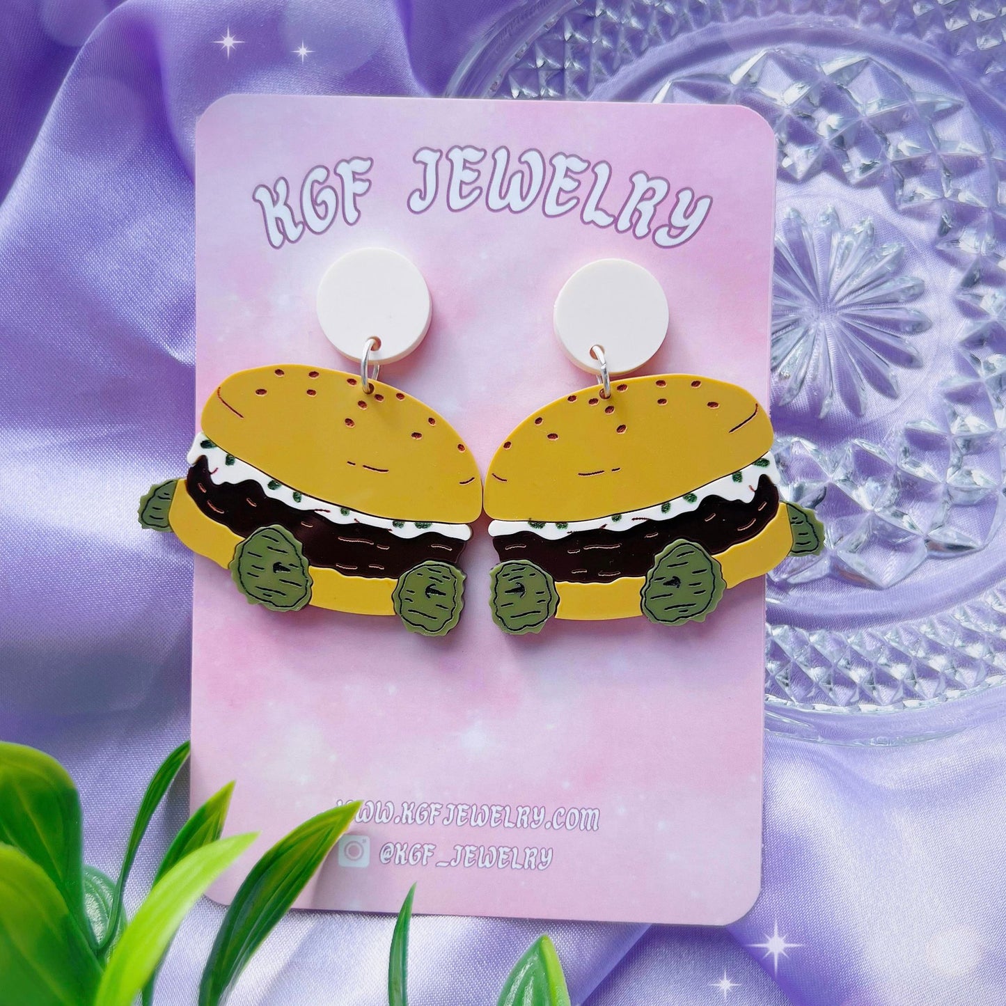 Chive My Car Burger Acrylic Earrings, Keychains, Pins