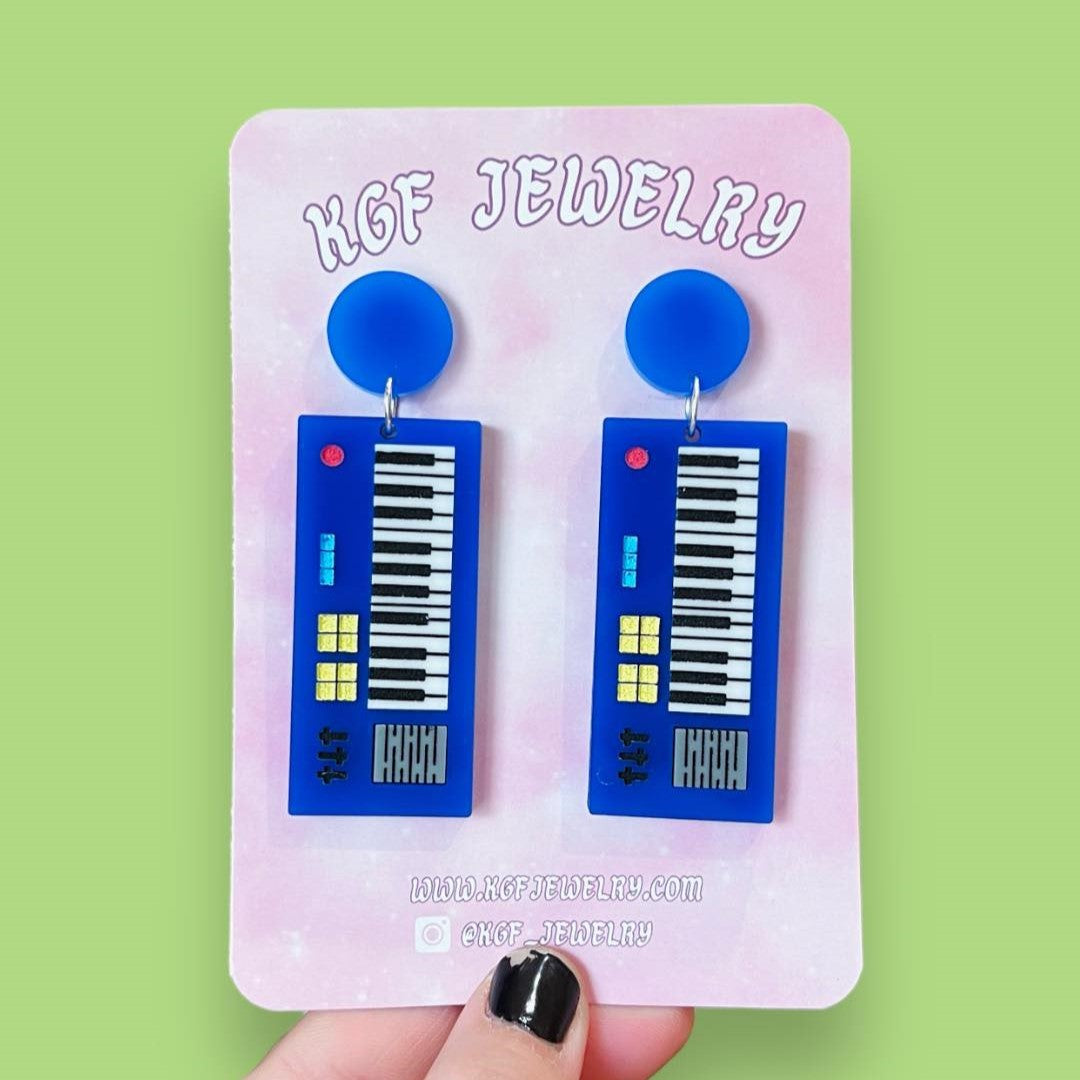 Gene's Keyboard Acrylic Earrings, Keychain & Pin