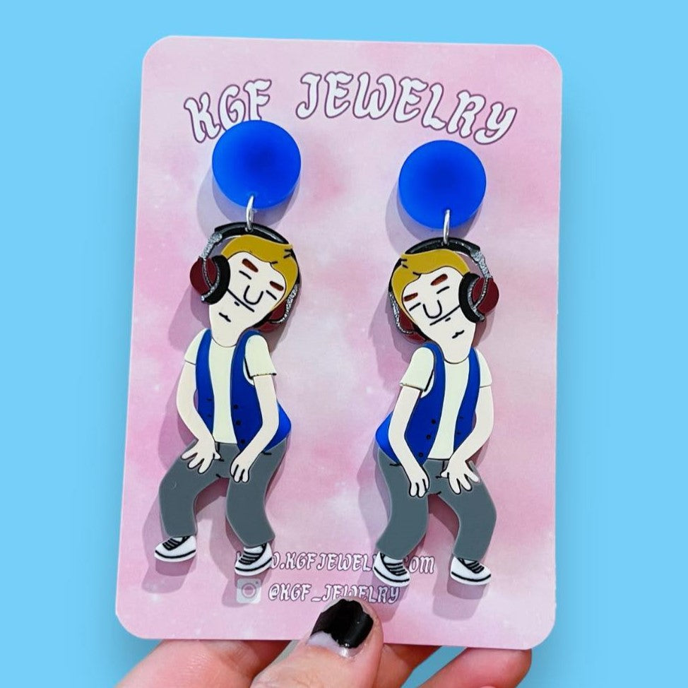 Dancing Jimmy Jr. Acrylic Earrings, Keychain, Pin