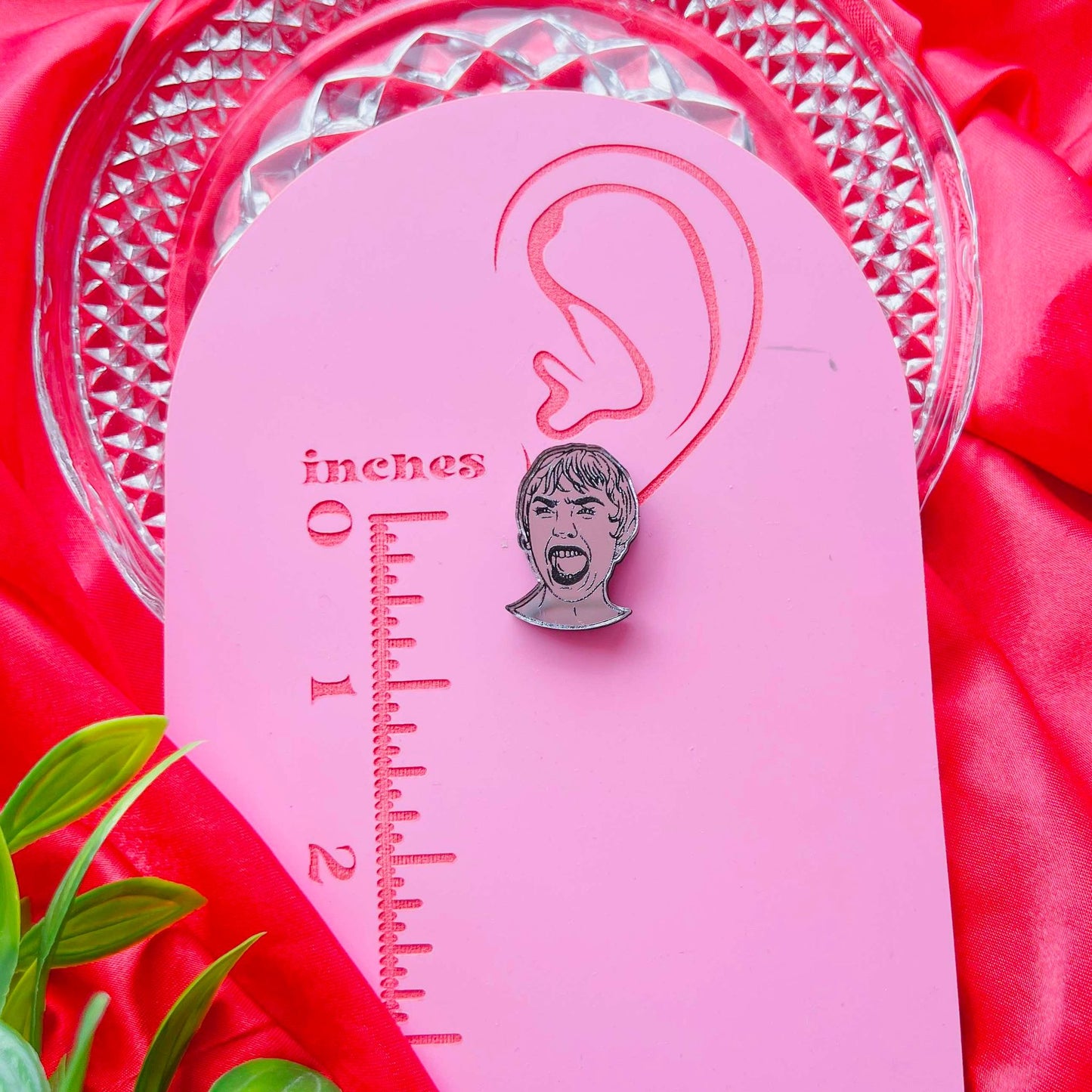 Psycho Acrylic Earrings, Keychains & Pins