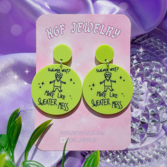 Sweater Mess Acrylic Earrings, Keychains & Pins