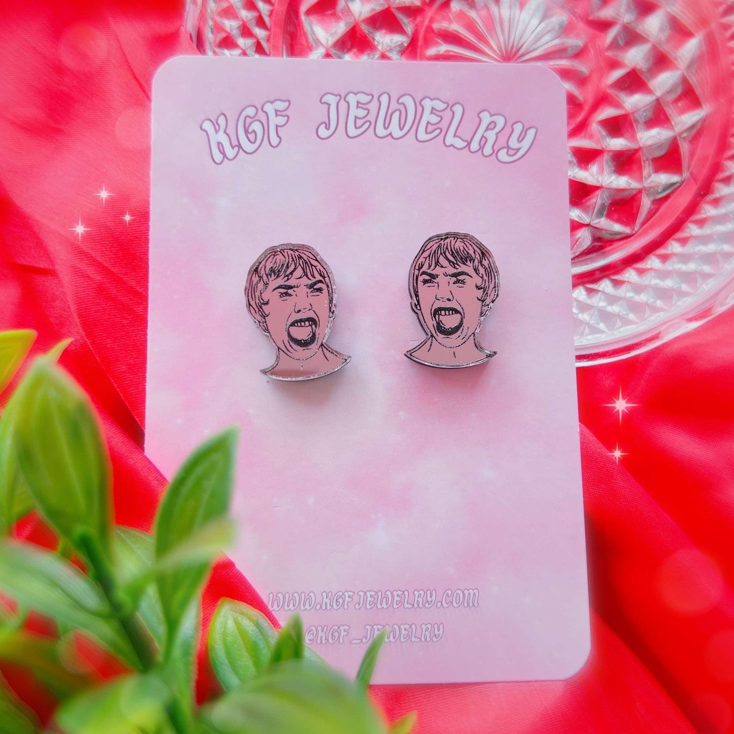 Psycho Acrylic Earrings, Keychains & Pins